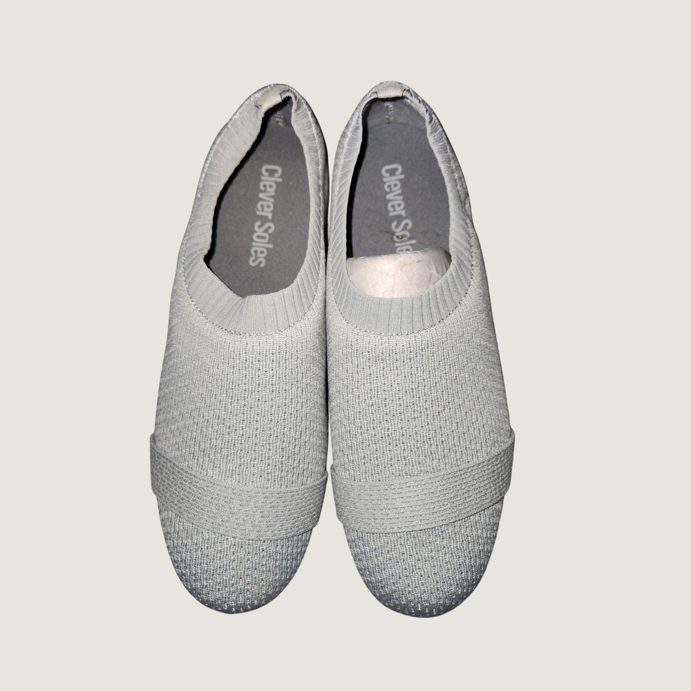 Clever Soles Mens Grey Knit Slip On Sneakers Low Top Comfort Shoes Size 10